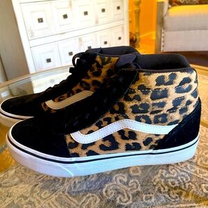 VANS Women’s Black Suede and Leopard Print Trainers - Like New! Size 8